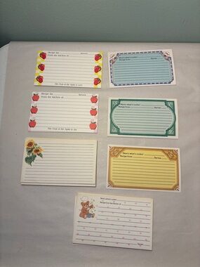Vintage Decorative Recipe Cards - Assorted Floral & Fruit Designs